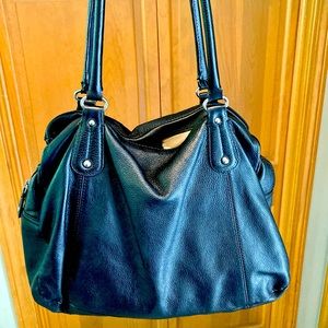 Soft touch Black Leather Clark hobo bag.